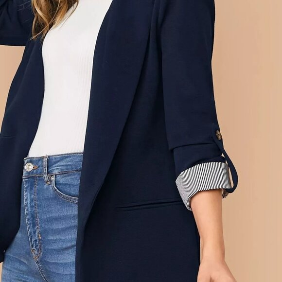 One Button Roll-Up Sleeve Blazer - Picture 5 of 5